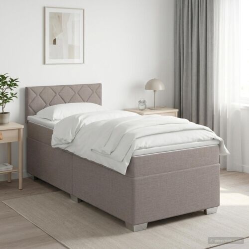 Boxspring krevet s madracem Sivosmeđa 100 x 200 cm Tkanina - Sivosmeđa 100 x 200 cm Dizajn s rombovima Cijena