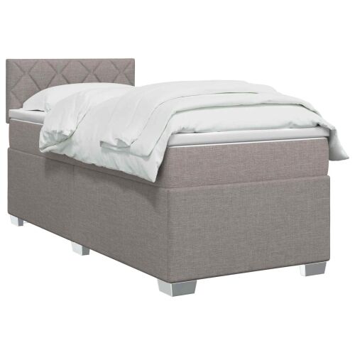 Boxspring krevet s madracem Sivosmeđa 100 x 200 cm Tkanina - Sivosmeđa 100 x 200 cm Dizajn s rombovima Cijena