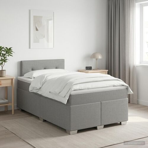 Boxspring krevet s madracem Svjetlosiva 120 x 190 cm Tkanina - Svjetlosiva 120 x 190 cm Prošiveno gumbima Cijena