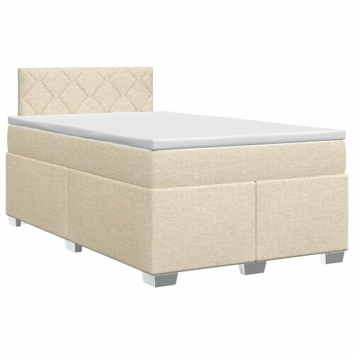 Boxspring krevet s madracem Krem 120 x 190 cm Tkanina - Krem 120 x 190 cm Dizajn s rombovima Cijena