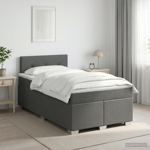 Boxspring krevet s madracem Tamnosiva 120 x 200 cm Tkanina - Tamnosiva 120 x 200 cm Prošiveno gumbima Cijena