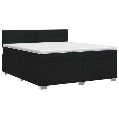 Boxspring krevet s madracem Crna 140 x 190 cm Tkanina - Crna 140 x 190 cm Prošiveno gumbima Cijena