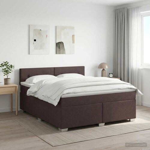 Boxspring krevet s madracem Tamno smeđa 180 x 200 cm Tkanina - Tamno smeđa 180 x 200 cm Prošiveno gumbima Cijena