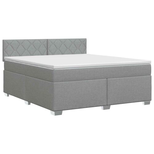 Boxspring krevet s madracem Svjetlosiva 180 x 200 cm Tkanina - Svjetlosiva 180 x 200 cm Dizajn s rombovima Cijena