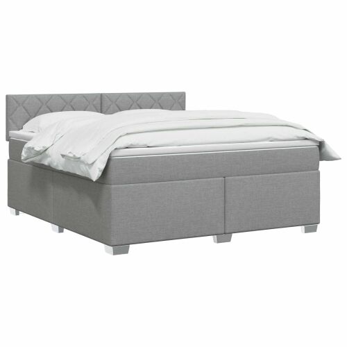 Boxspring krevet s madracem Svjetlosiva 180 x 200 cm Tkanina - Svjetlosiva 180 x 200 cm Dizajn s rombovima Cijena