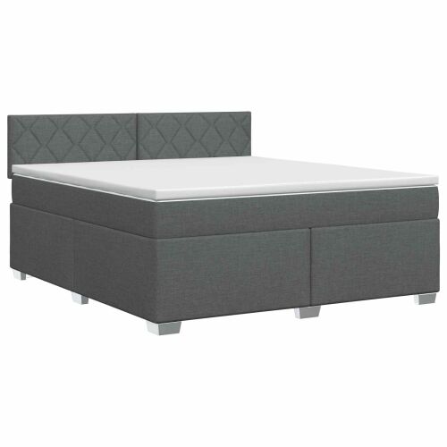 Boxspring krevet s madracem Tamnosiva 180 x 200 cm Tkanina - Tamnosiva 180 x 200 cm Dizajn s rombovima Cijena