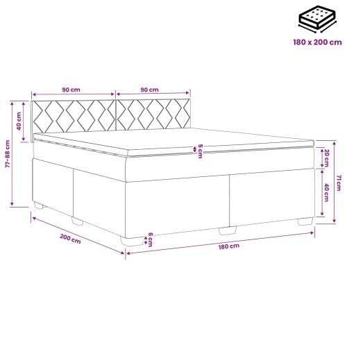 Boxspring krevet s madracem Tamnosiva 180 x 200 cm Tkanina - Tamnosiva 180 x 200 cm Dizajn s rombovima Cijena