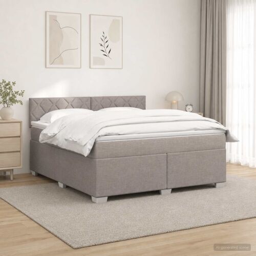 Boxspring krevet s madracem Sivosmeđa 180 x 200 cm Tkanina - Sivosmeđa 180 x 200 cm Dizajn s rombovima Cijena