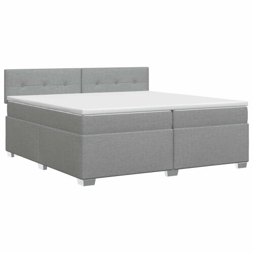 Boxspring krevet s madracem Svjetlosiva 200 x 200 cm Tkanina - Svjetlosiva 200 x 200 cm Prošiveno gumbima Cijena