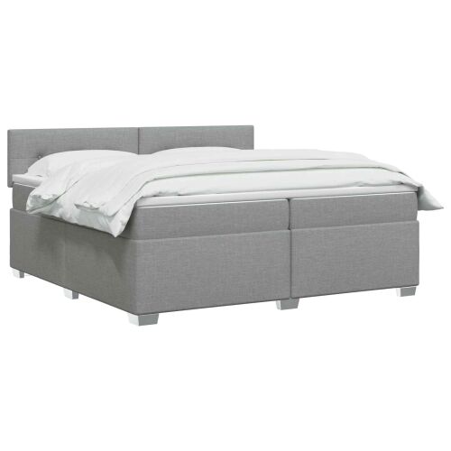 Boxspring krevet s madracem Svjetlosiva 200 x 200 cm Tkanina - Svjetlosiva 200 x 200 cm Prošiveno gumbima Cijena