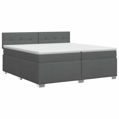 Boxspring krevet s madracem Tamnosiva 200 x 200 cm Tkanina - Tamnosiva 200 x 200 cm Prošiveno gumbima Cijena