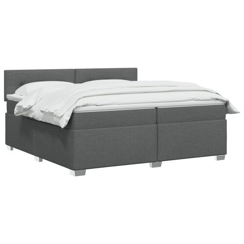 Boxspring krevet s madracem Tamnosiva 200 x 200 cm Tkanina - Tamnosiva 200 x 200 cm Prošiveno gumbima Cijena