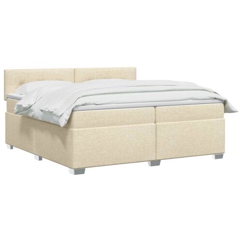Boxspring krevet s madracem Krem 200 x 200 cm Tkanina - Krem 200 x 200 cm Prošiveno gumbima Cijena