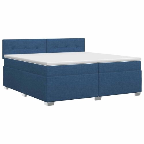 Boxspring krevet s madracem Plava 200 x 200 cm Tkanina - Plava 200 x 200 cm Prošiveno gumbima Cijena