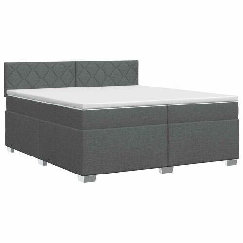 Boxspring krevet s madracem Tamnosiva 200 x 200 cm Tkanina - Tamnosiva 200 x 200 cm Dizajn s rombovima Cijena