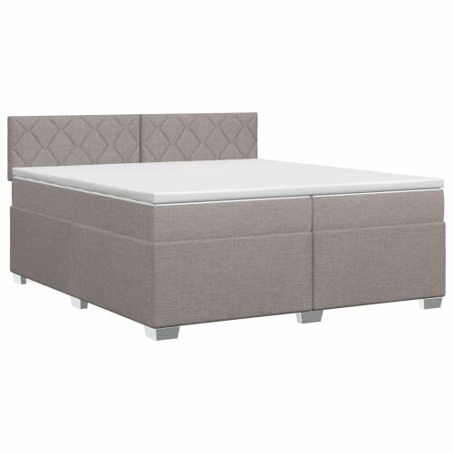 Boxspring krevet s madracem Sivosmeđa 200 x 200 cm Tkanina - Sivosmeđa 200 x 200 cm Dizajn s rombovima Cijena
