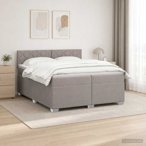 Boxspring krevet s madracem Sivosmeđa 200 x 200 cm Tkanina - Sivosmeđa 200 x 200 cm Dizajn s rombovima Cijena