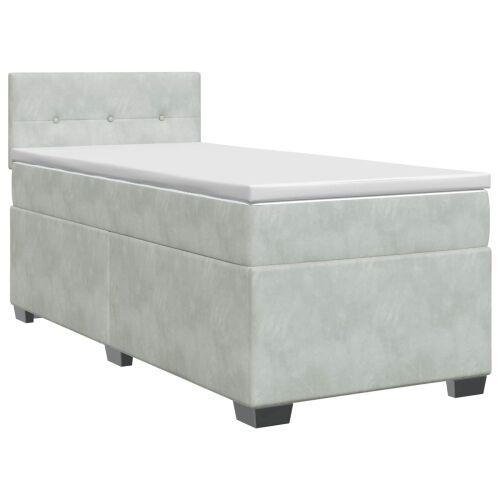 Boxspring krevet s madracem Svjetlosiva 80 x 200 cm Baršun - Svjetlosiva 80 x 200 cm Prošiveno gumbima Cijena