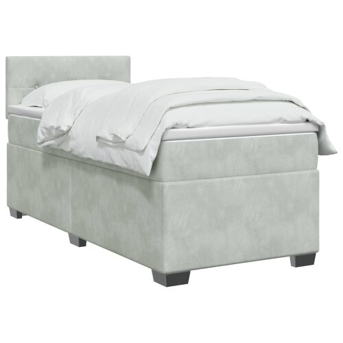 Boxspring krevet s madracem Svjetlosiva 80 x 200 cm Baršun - Svjetlosiva 80 x 200 cm Prošiveno gumbima Cijena