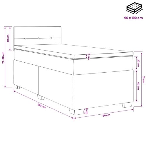 Boxspring krevet s madracem Tamno plava 90 x 190 cm Baršun - Plava 90 x 190 cm Prošiveno gumbima Cijena