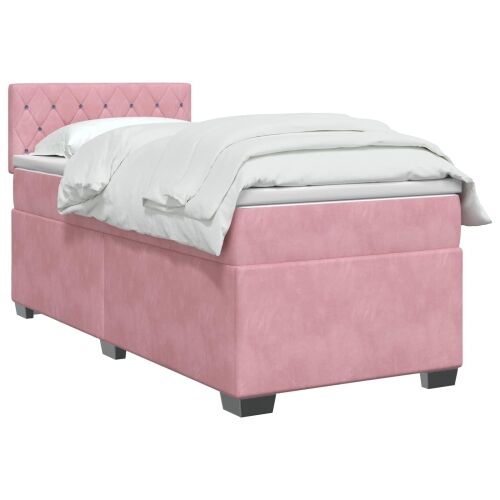 Boxspring krevet s madracem Ružičasta 100 x 200 cm Baršun - Ružičasta 100 x 200 cm Kristal s dugmadima Cijena