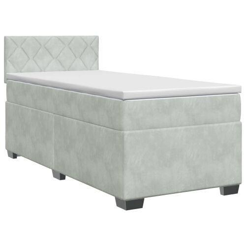 Boxspring krevet s madracem Svjetlosiva 100 x 200 cm Baršun - Svjetlosiva 100 x 200 cm Dizajn s rombovima Cijena