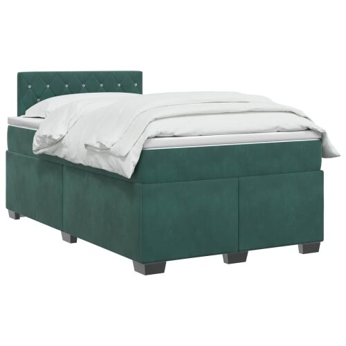 Boxspring krevet s madracem Tamnozelena 120 x 190 cm Baršun - Tamnozelena 120 x 190 cm Kristal s dugmadima Cijena