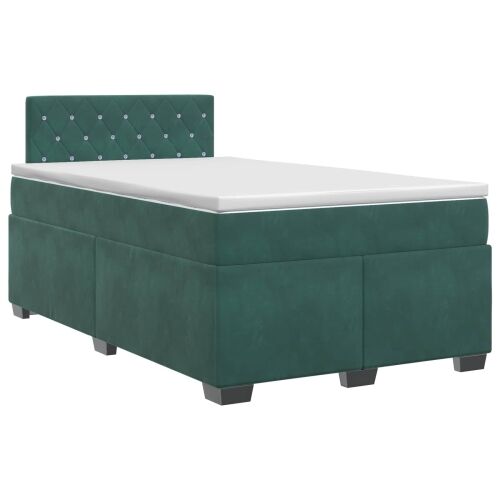 Boxspring krevet s madracem Tamnozelena 120 x 190 cm Baršun - Tamnozelena 120 x 190 cm Kristal s dugmadima Cijena