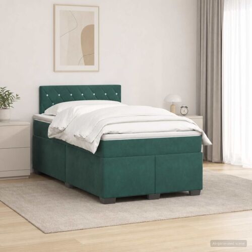 Boxspring krevet s madracem Tamnozelena 120 x 190 cm Baršun - Tamnozelena 120 x 190 cm Kristal s dugmadima Cijena