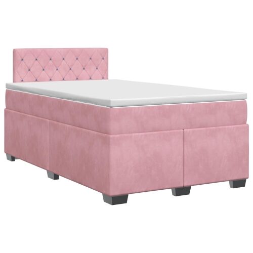 Boxspring krevet s madracem Ružičasta 120 x 200 cm Baršun - Ružičasta 120 x 200 cm Kristal s dugmadima Cijena