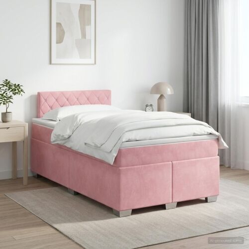 Boxspring krevet s madracem Ružičasta 120 x 200 cm Baršun - Ružičasta 120 x 200 cm Kristal s dugmadima Cijena