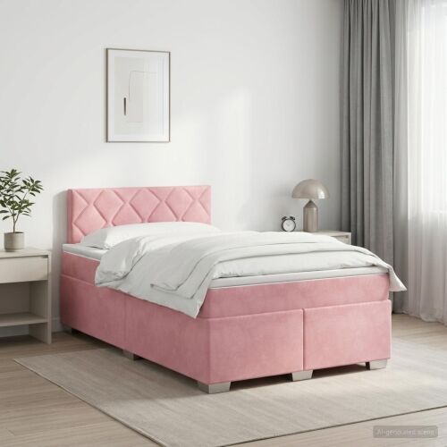 Boxspring krevet s madracem Ružičasta 120 x 200 cm Baršun - Ružičasta 120 x 200 cm Dizajn s rombovima Cijena