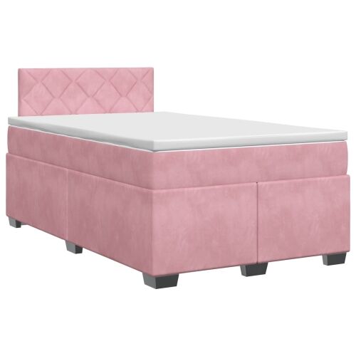 Boxspring krevet s madracem Ružičasta 120 x 200 cm Baršun - Ružičasta 120 x 200 cm Dizajn s rombovima Cijena