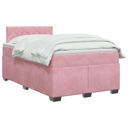 Boxspring krevet s madracem Ružičasta 120 x 200 cm Baršun - Ružičasta 120 x 200 cm Dizajn s rombovima Cijena