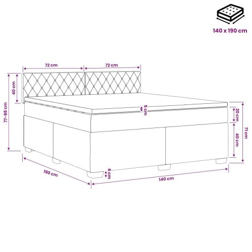 Boxspring krevet s madracem Tamno plava 140 x 190 cm Baršun - Plava 140 x 190 cm Kristal s dugmadima Cijena