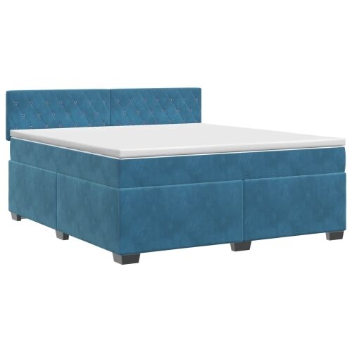 Boxspring krevet s madracem Tamno plava 140 x 190 cm Baršun - Plava 140 x 190 cm Kristal s dugmadima Cijena