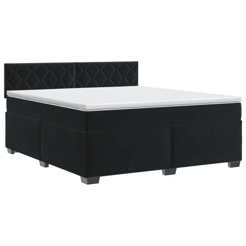 Boxspring krevet s madracem Crna 140 x 190 cm Baršun - Crna 140 x 190 cm Dizajn s rombovima Cijena