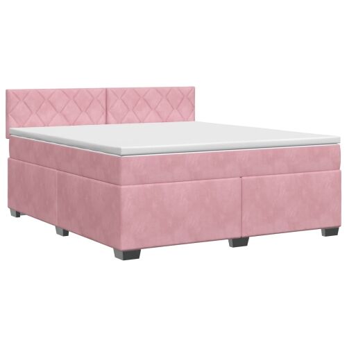 Boxspring krevet s madracem Ružičasta 140 x 200 cm Baršun - Ružičasta 140 x 200 cm Dizajn s rombovima Cijena