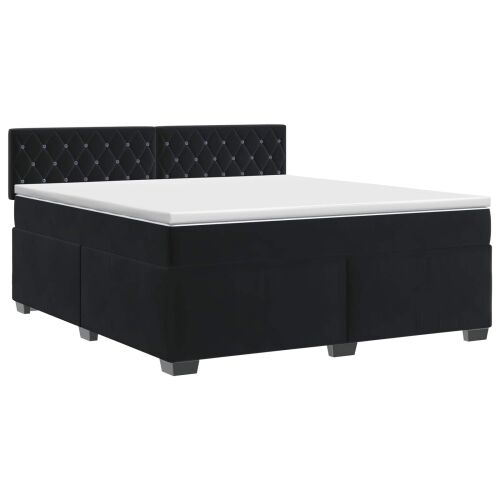 Boxspring krevet s madracem Crna 160 x 200 cm Baršun - Crna 160 x 200 cm Kristal s dugmadima Cijena