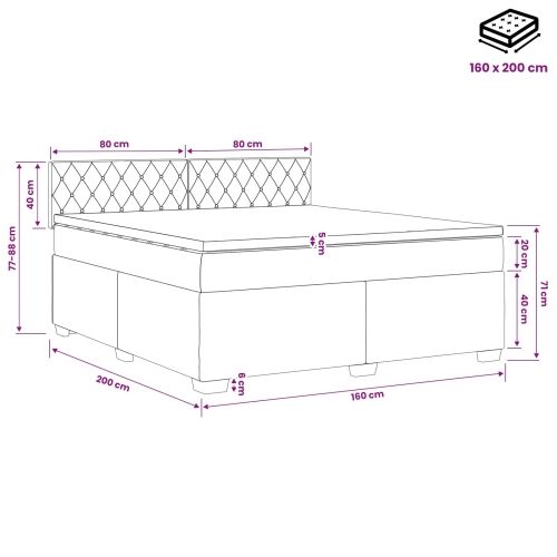 Boxspring krevet s madracem Crna 160 x 200 cm Baršun - Crna 160 x 200 cm Kristal s dugmadima Cijena