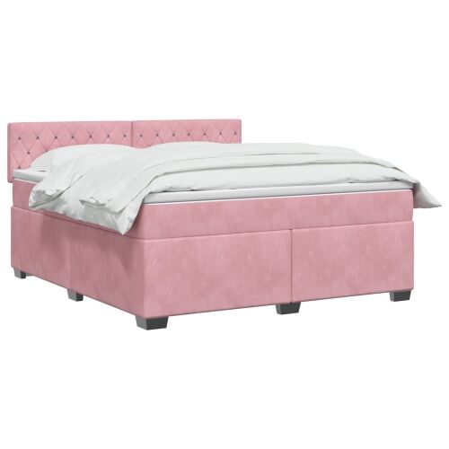 Boxspring krevet s madracem Ružičasta 160 x 200 cm Baršun - Ružičasta 160 x 200 cm Kristal s dugmadima Cijena