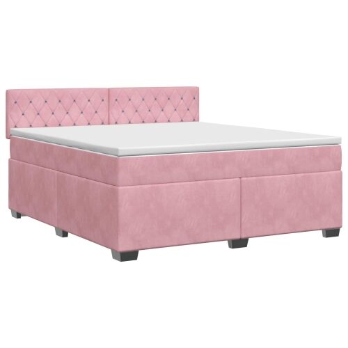 Boxspring krevet s madracem Ružičasta 160 x 200 cm Baršun - Ružičasta 160 x 200 cm Kristal s dugmadima Cijena
