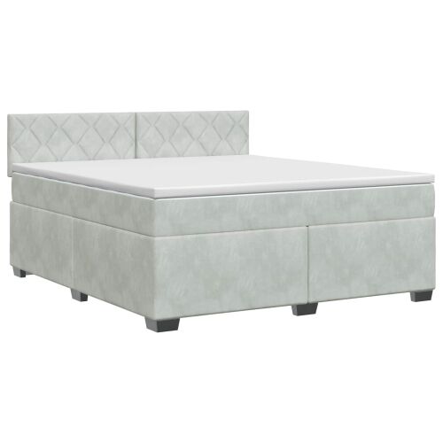 Boxspring krevet s madracem Svjetlosiva 160 x 200 cm Baršun - Svjetlosiva 160 x 200 cm Dizajn s rombovima Cijena