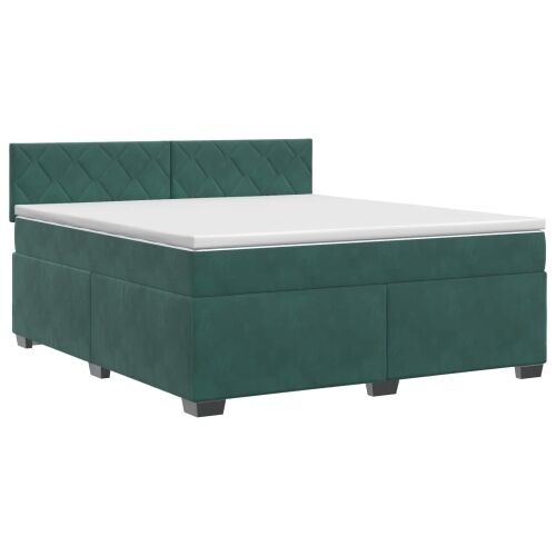 Boxspring krevet s madracem Tamnozelena 160 x 200 cm Baršun - Tamnozelena 160 x 200 cm Dizajn s rombovima Cijena