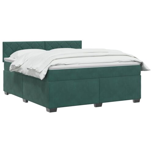 Boxspring krevet s madracem Tamnozelena 160 x 200 cm Baršun - Tamnozelena 160 x 200 cm Dizajn s rombovima Cijena