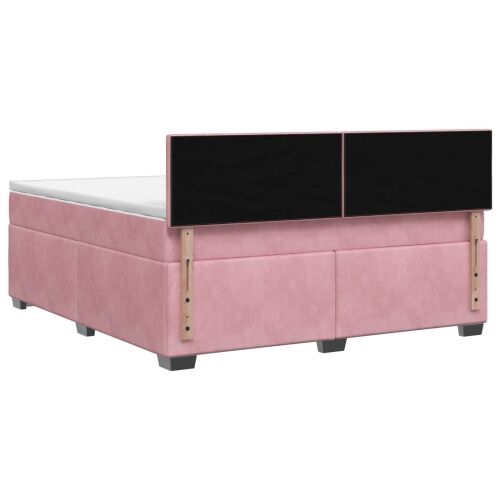 Boxspring krevet s madracem Ružičasta 160 x 200 cm Baršun - Ružičasta 160 x 200 cm Dizajn s rombovima Cijena