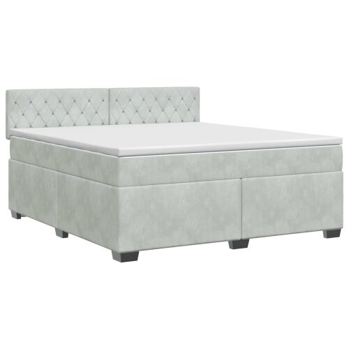 Boxspring krevet s madracem Svjetlosiva 180 x 200 cm Baršun - Svjetlosiva 180 x 200 cm Kristal s dugmadima Cijena