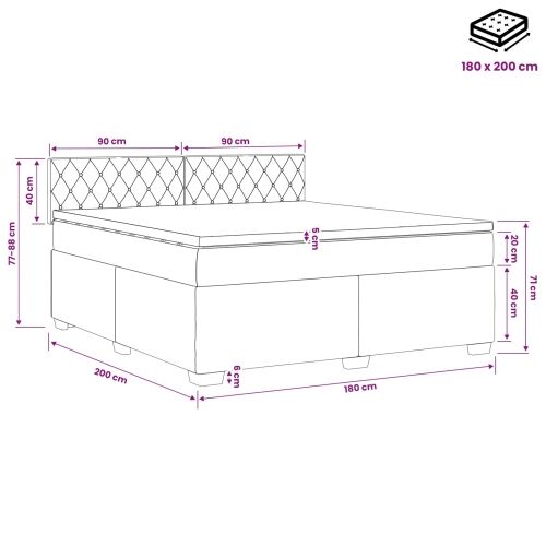 Boxspring krevet s madracem Tamnosiva 180 x 200 cm Baršun - Tamnosiva 180 x 200 cm Kristal s dugmadima Cijena