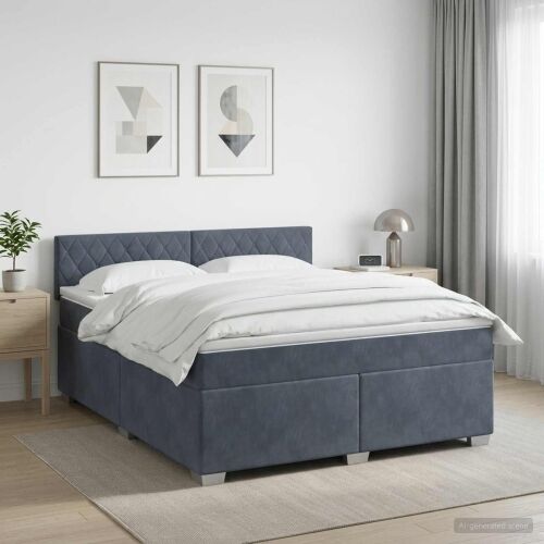 Boxspring krevet s madracem Tamnosiva 180 x 200 cm Baršun - Tamnosiva 180 x 200 cm Kristal s dugmadima Cijena