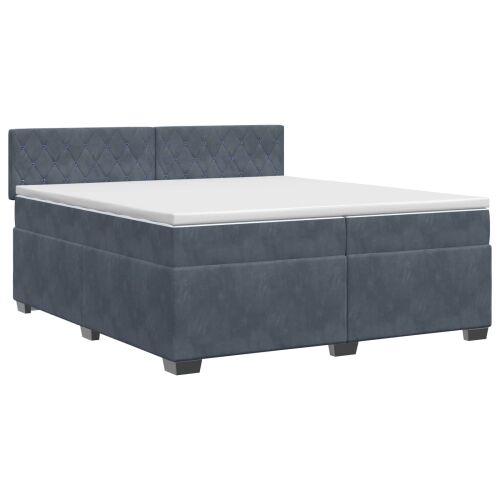 Boxspring krevet s madracem Tamnosiva 200 x 200 cm Baršun - Tamnosiva 200 x 200 cm Kristal s dugmadima Cijena
